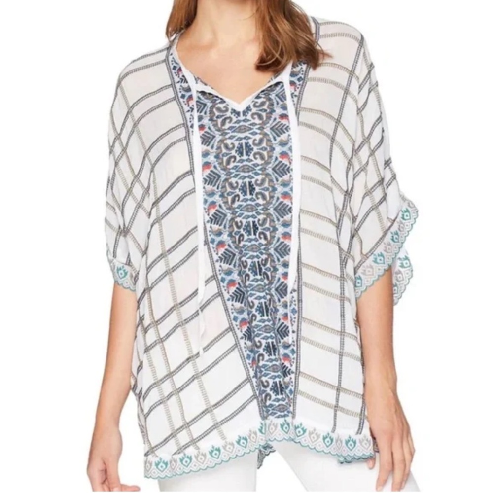 Johnny Was Collection Cherpas Embroidered Poncho size XL